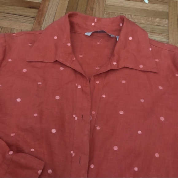 TWEEDS Salmon 100% Linen women’s 3/4 Sleeves Top  blouse Sz M - Picture 2 of 7